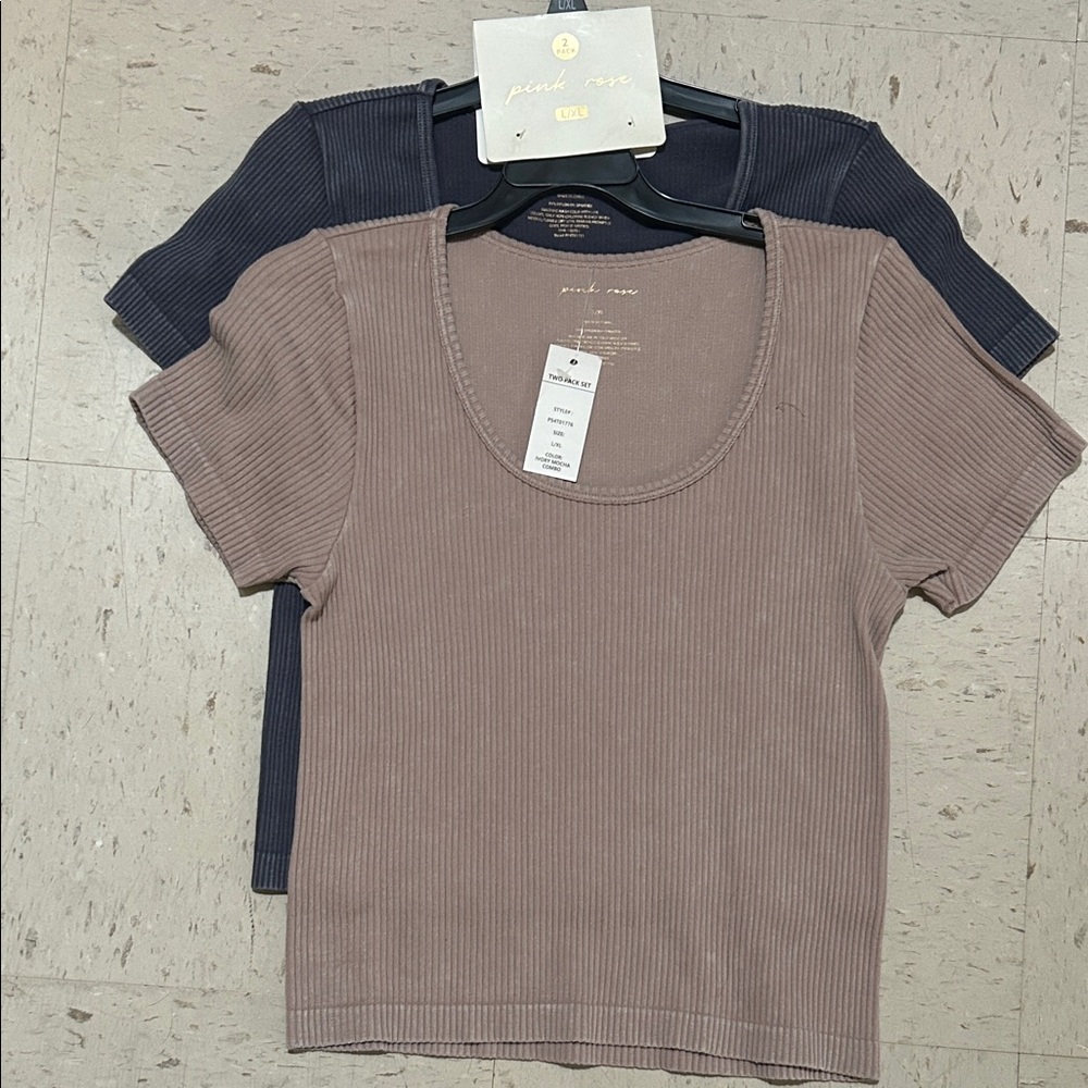 Brand New: Pink Rose  Scoop Neck Tops Set